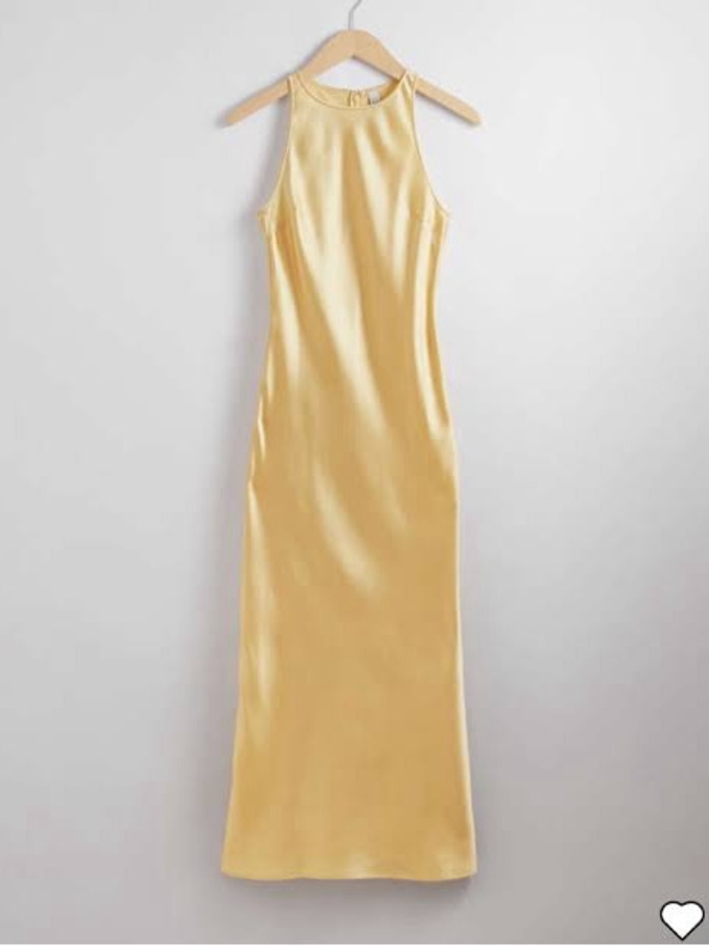 Satin Halter Bias Cut MIDI Dress in Soft Yellow